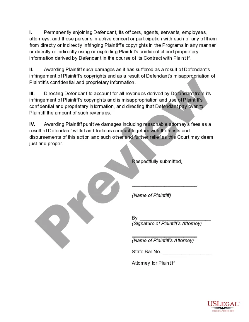 Get Complaint for Misappropriation of Software Preview Complaint for Misappropriation of Software