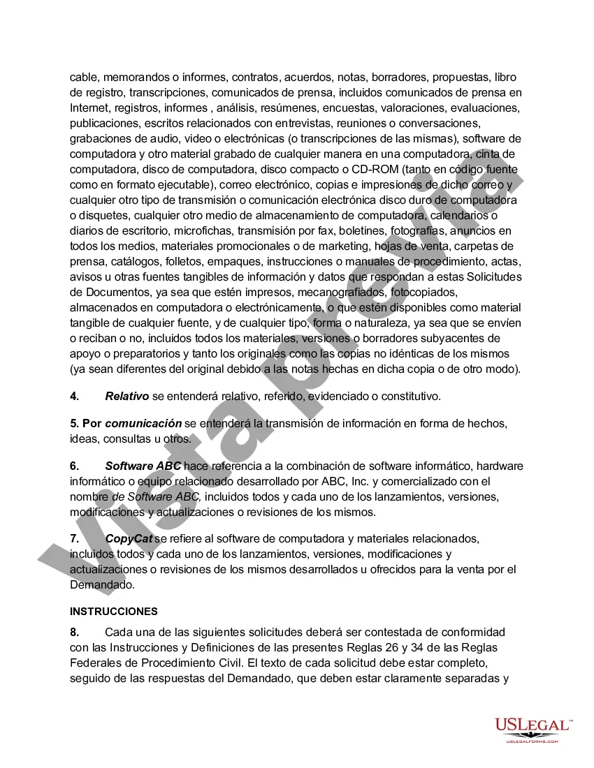 Preview Solicitud de documentos del demandante en demanda por infracción de derechos de autor
