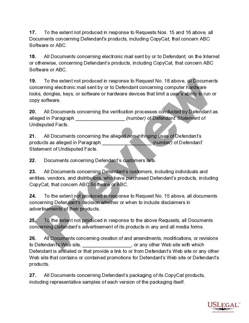 Get Plaintiff's Request for Documents in Copyright Infringement Suit Preview Plaintiff's Request for Documents in Copyright Infringement Suit