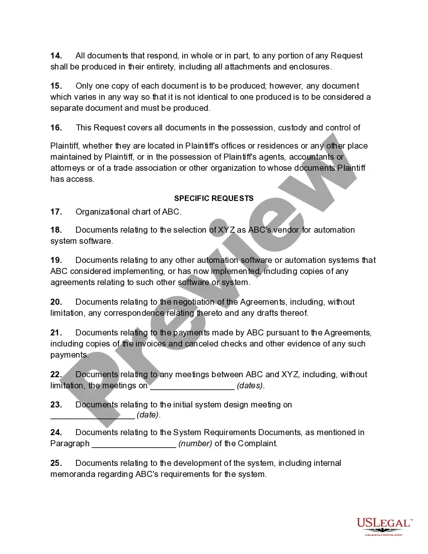 Get Request for Documents in Systems Failure Suit Preview Request for Documents in Systems Failure Suit