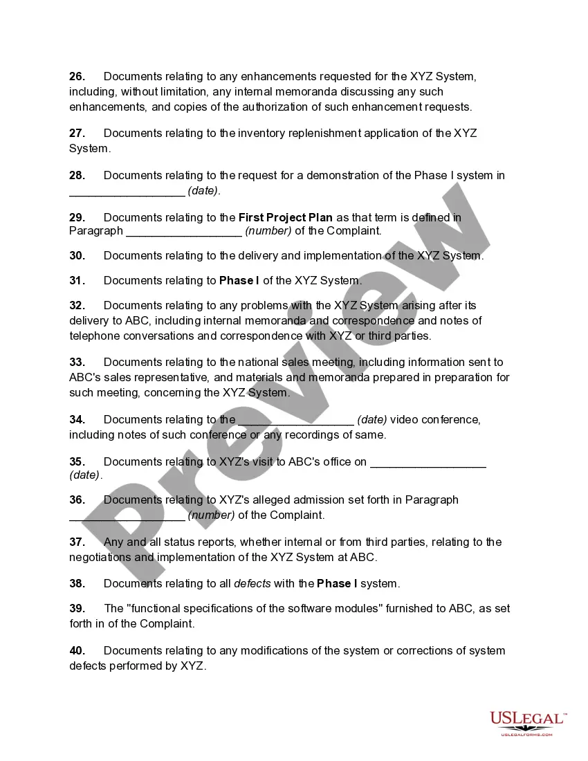 Get Request for Documents in Systems Failure Suit Preview Request for Documents in Systems Failure Suit