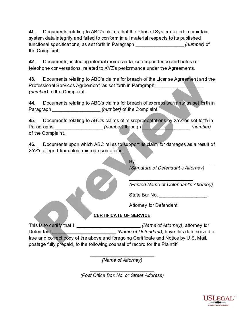 Get Request for Documents in Systems Failure Suit Preview Request for Documents in Systems Failure Suit