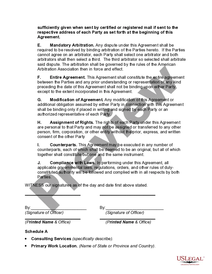 Preview International Consulting Agreement