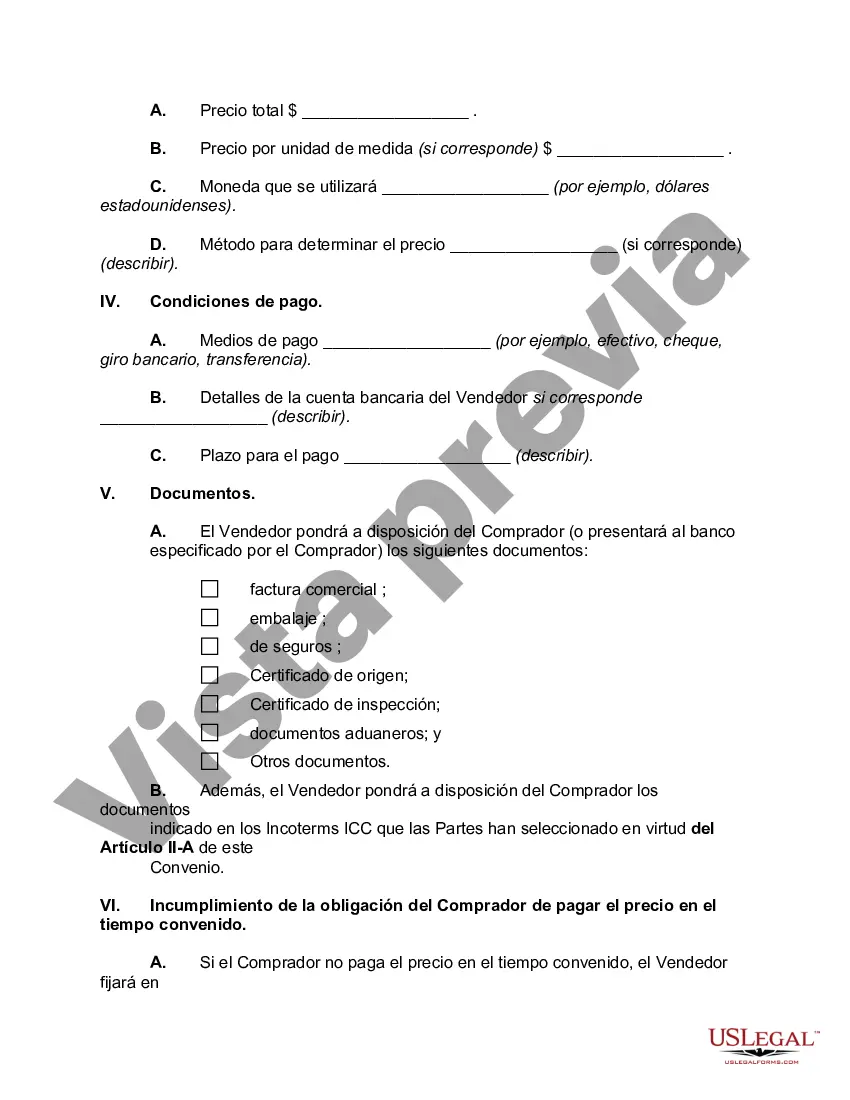 Preview Contrato de Venta Comercial Internacional de Mercancías