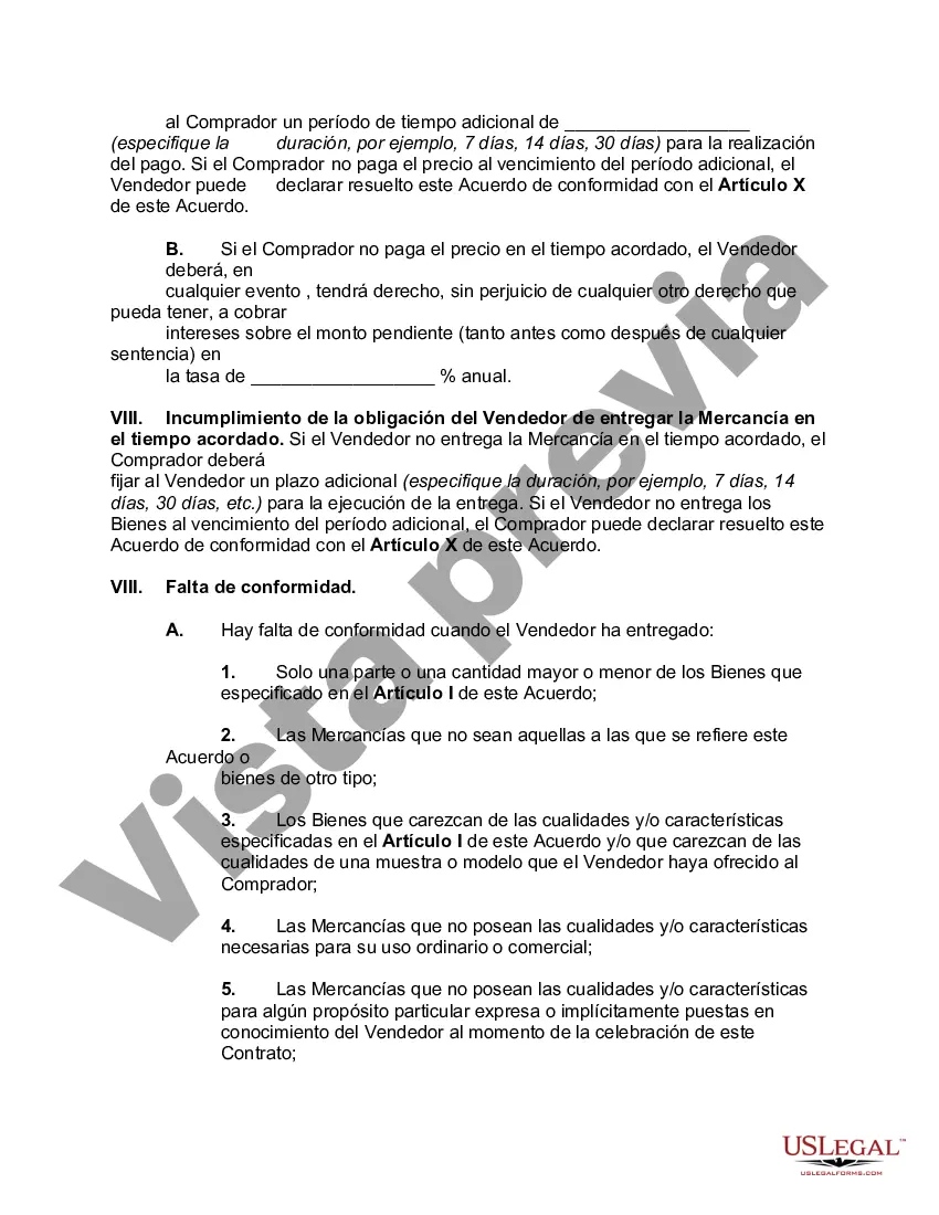 Preview Contrato de Venta Comercial Internacional de Mercancías