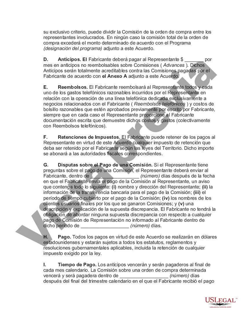 Preview Acuerdo de representante de ventas internacional no exclusivo con el fabricante