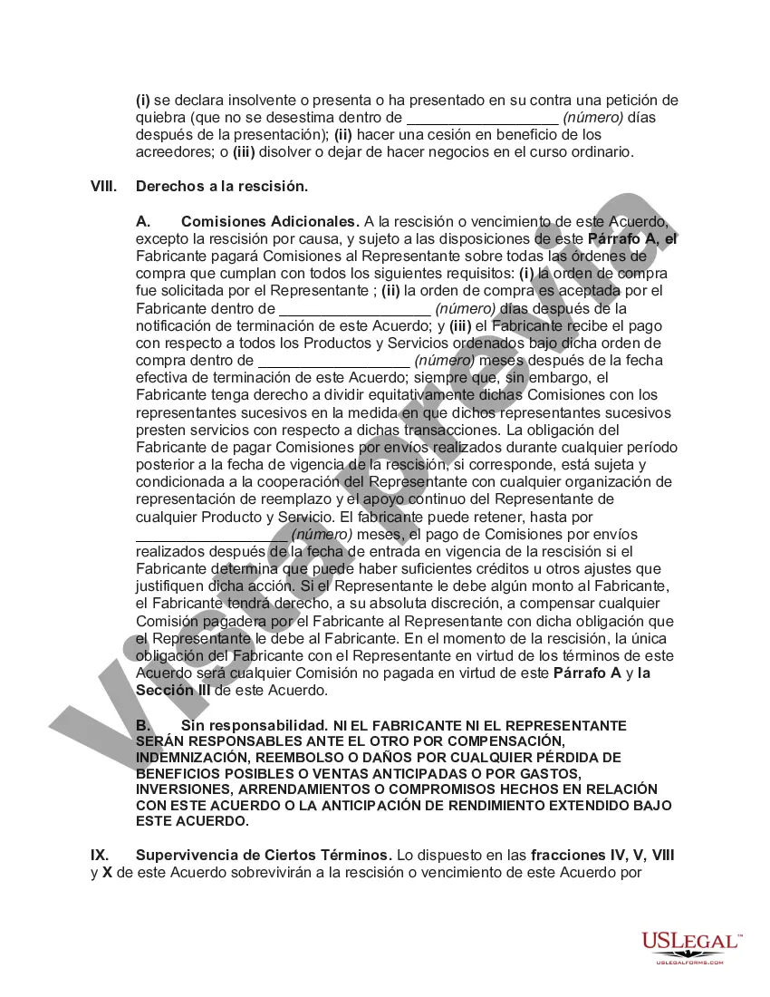 Preview Acuerdo de representante de ventas internacional no exclusivo con el fabricante