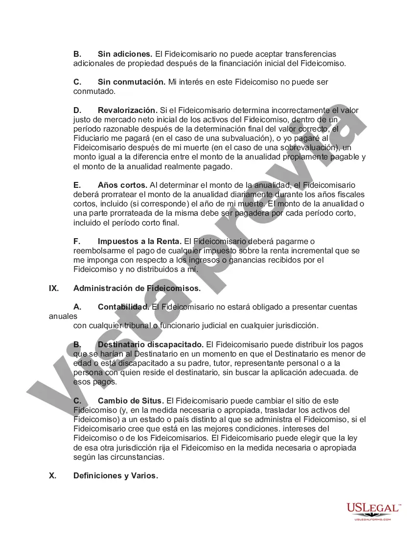 Preview Fideicomiso de anualidad retenida por el otorgante