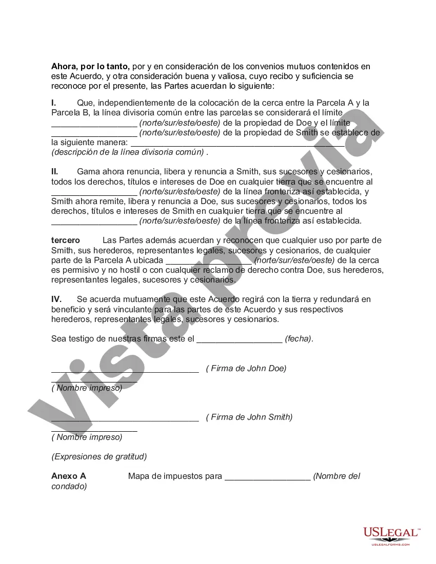 Preview Acuerdo de línea limítrofe con respecto a la invasión de una cerca, entrada de vehículos o estructura