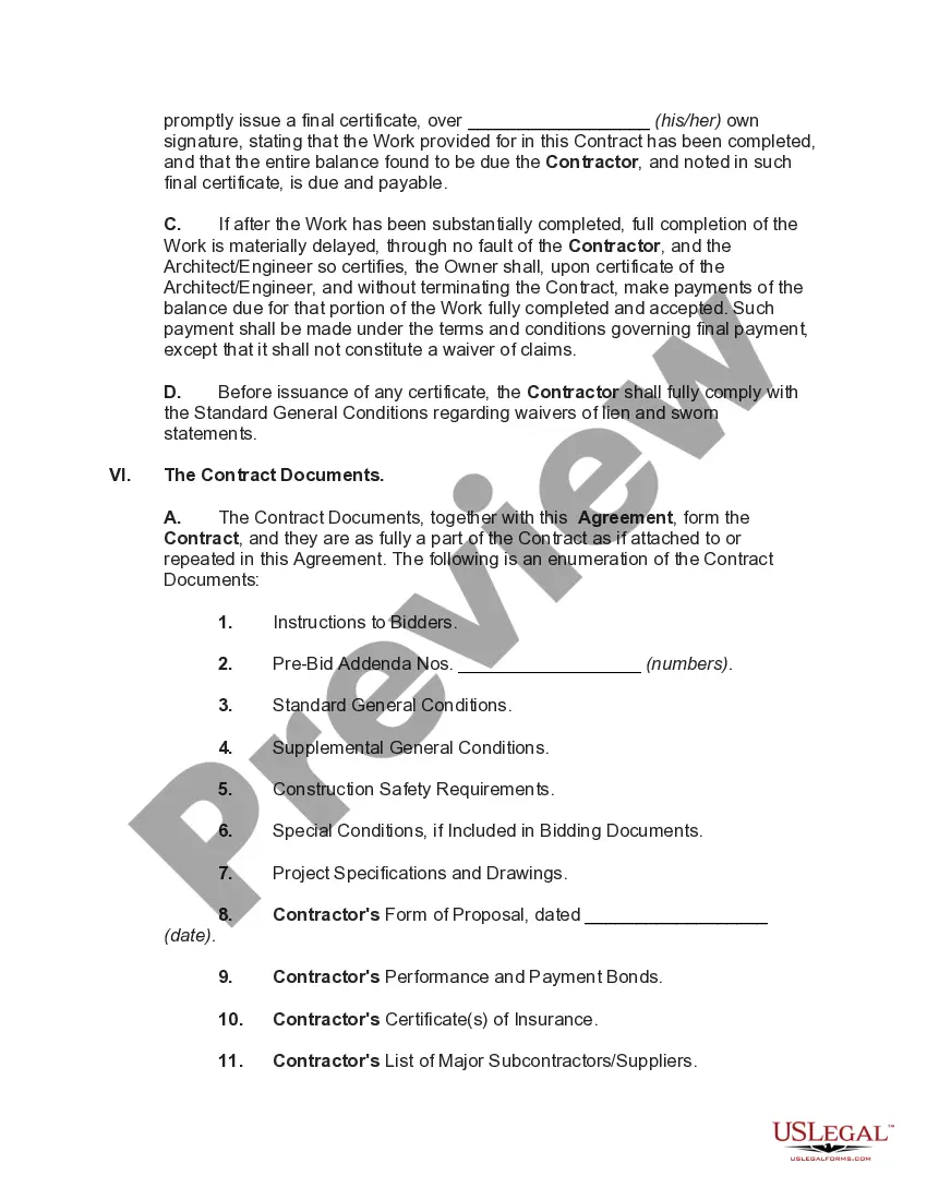 Get Contract for Construction of Building with Contractor to Furnish all Materials and Perform all Work as Required by Enumerated Contract Documents Preview Contract for Construction of Building with Contractor to Furnish all Materials and Perform all Work as Required by Enumerated Contract Documents