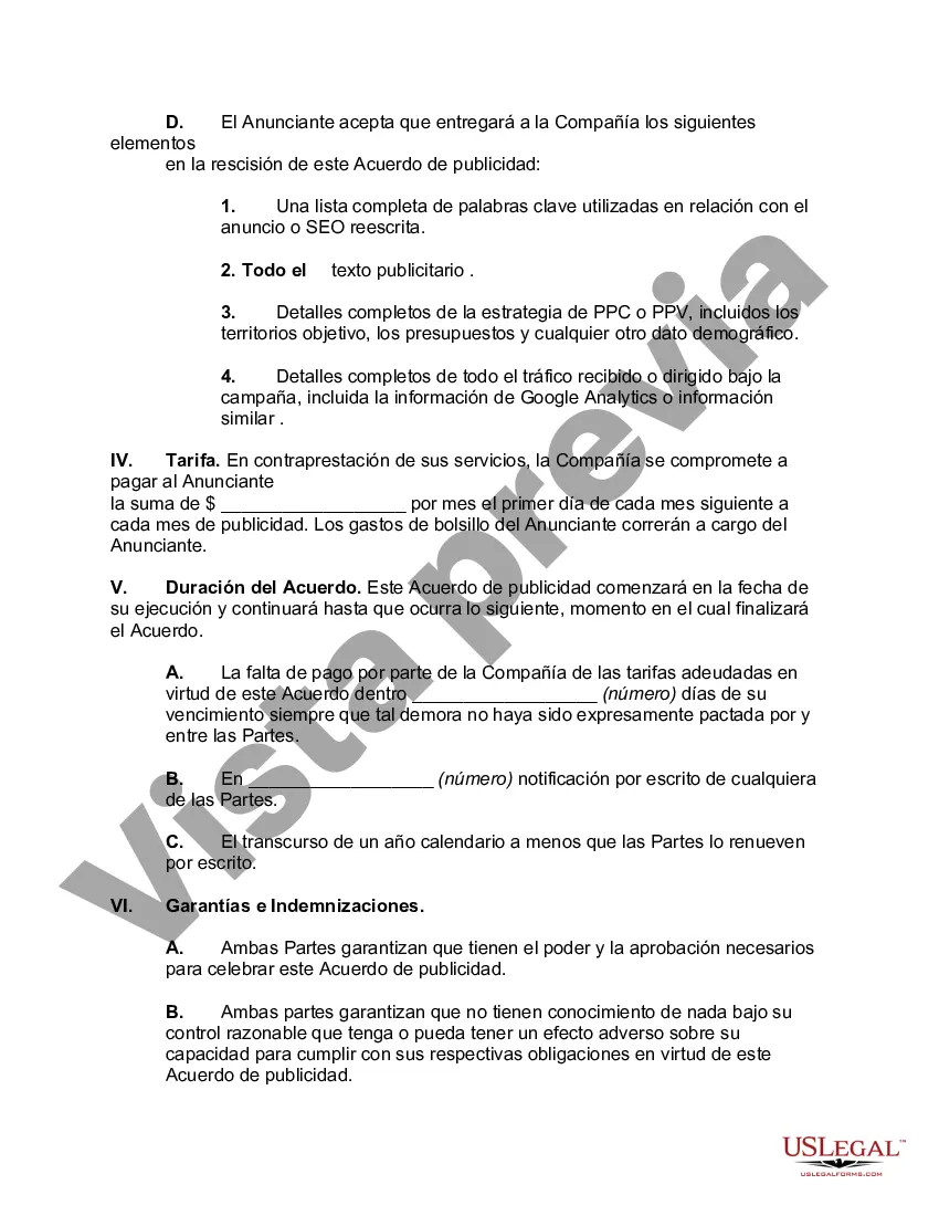 Preview Acuerdo para Publicitar en Diferentes Plataformas y por Varios Métodos