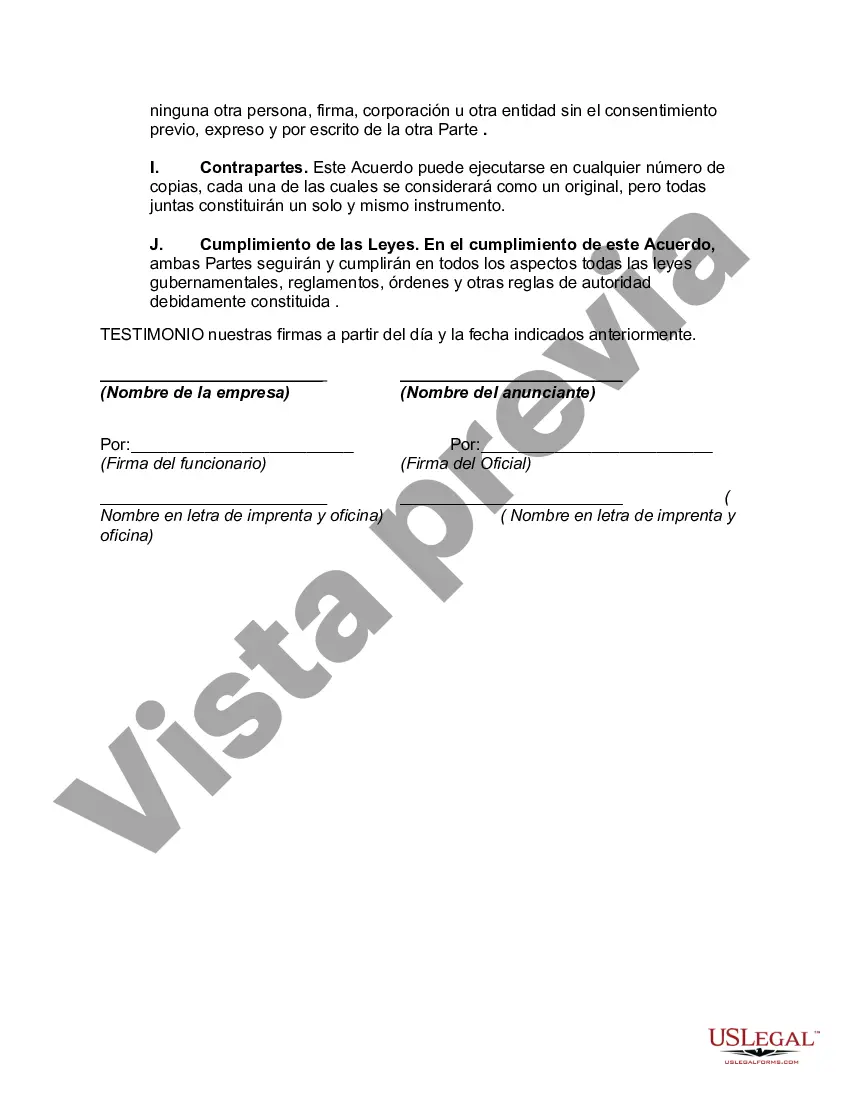 Preview Acuerdo para Publicitar en Diferentes Plataformas y por Varios Métodos