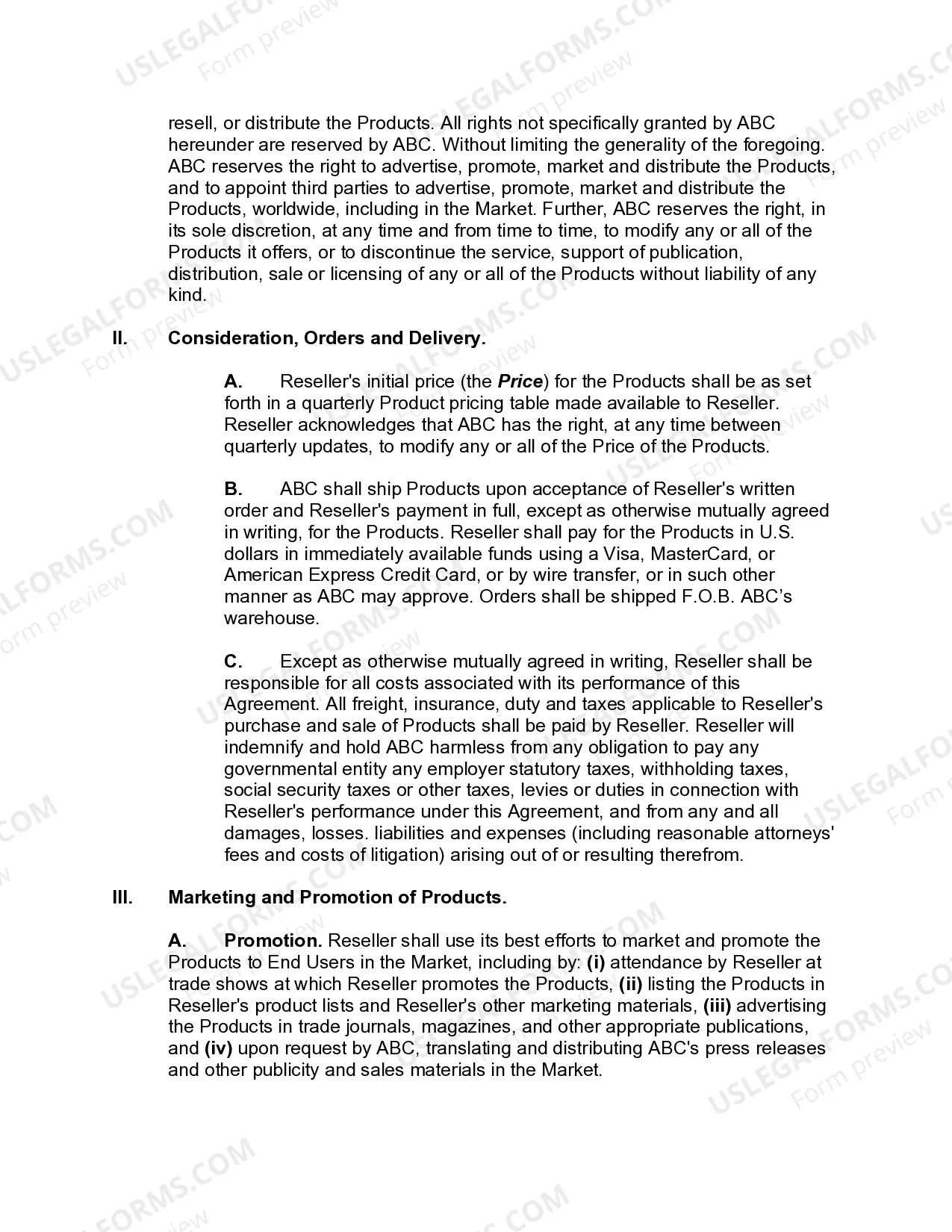 Preview Non-Exclusive Software Reseller Agreement