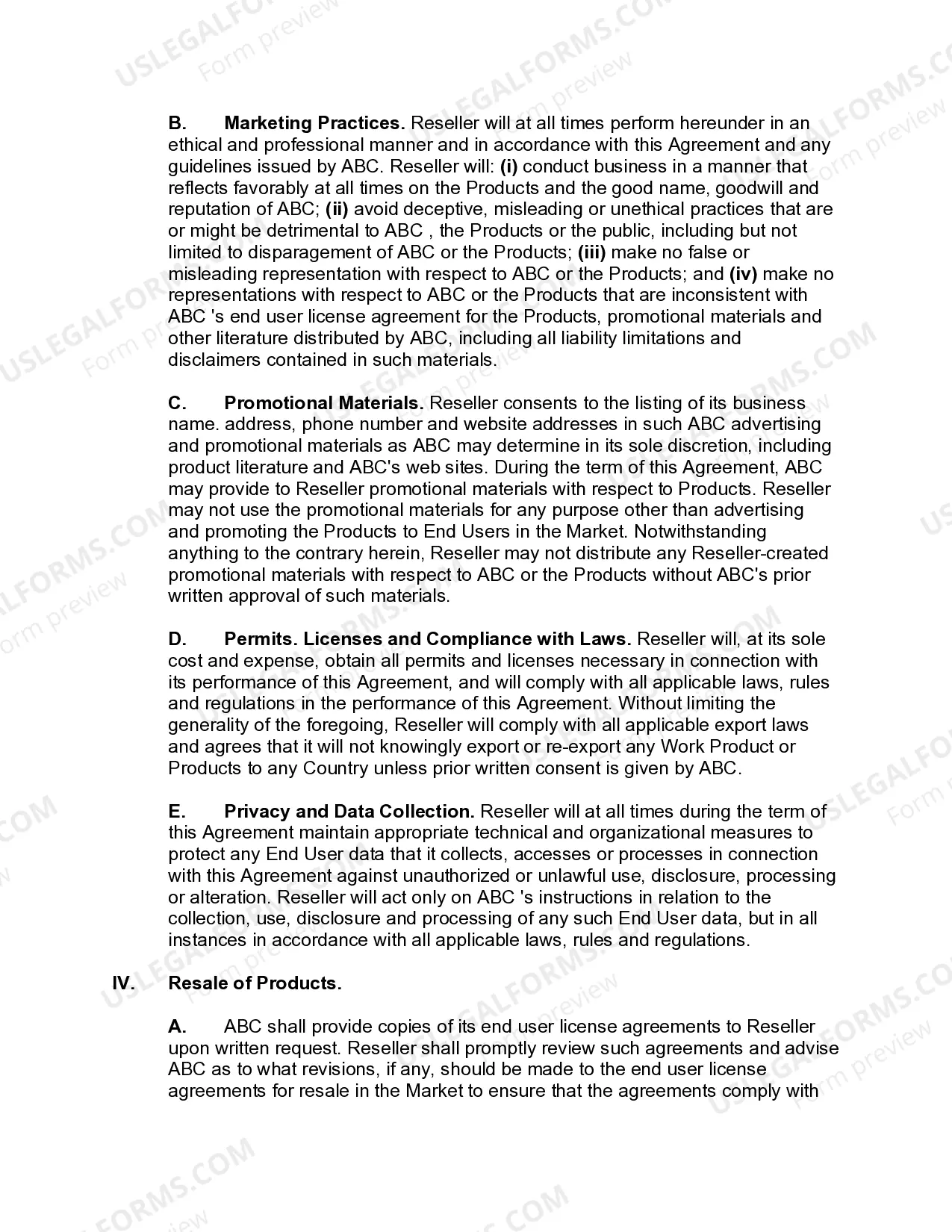 Preview Non-Exclusive Software Reseller Agreement