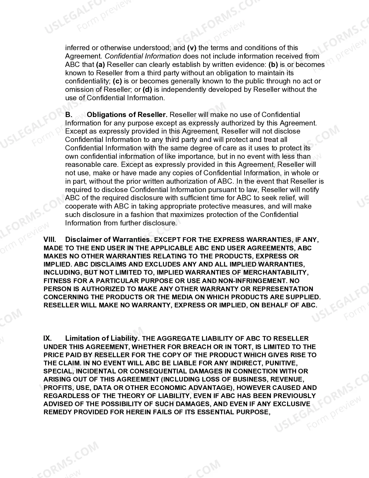 Preview Non-Exclusive Software Reseller Agreement