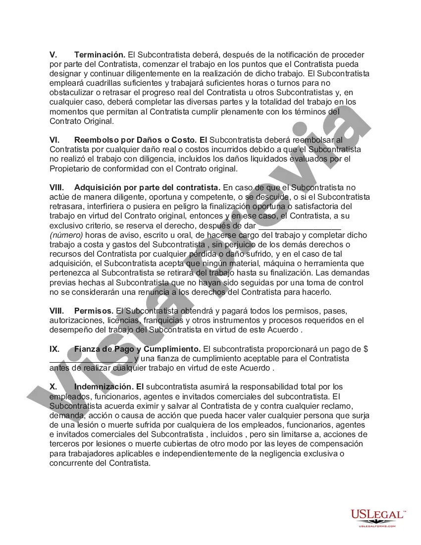 Preview Subcontrato para la Construcción de una Parte de o Materiales para entrar en el Edificio