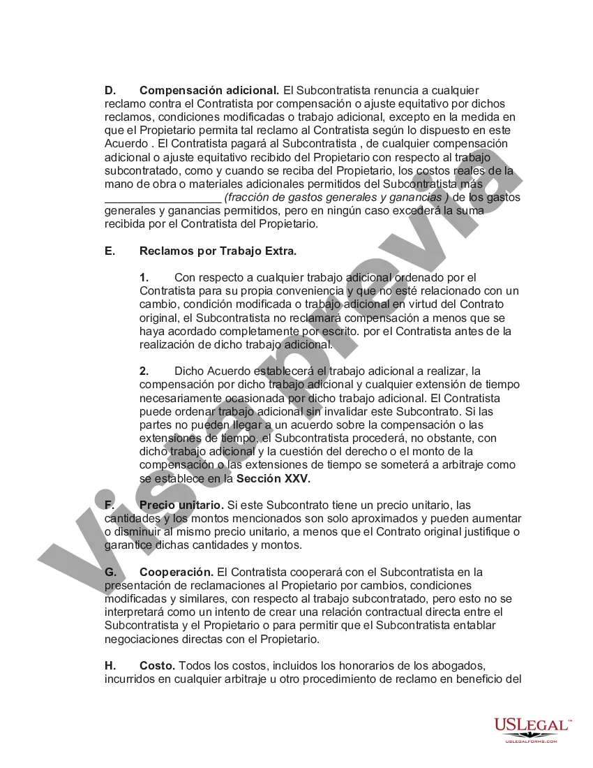 Preview Subcontrato para la Construcción de una Parte de o Materiales para entrar en el Edificio