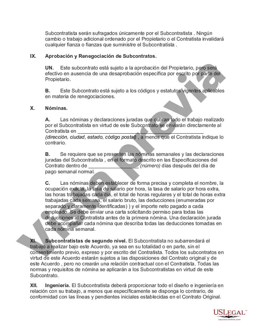Preview Subcontrato para la Construcción de una Parte de o Materiales para entrar en el Edificio