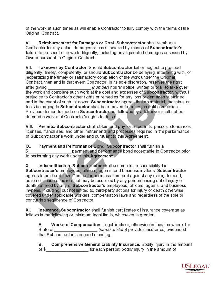 Get Subcontract for Construction of Portion of or Materials to go into Building Preview Subcontract for Construction of Portion of or Materials to go into Building