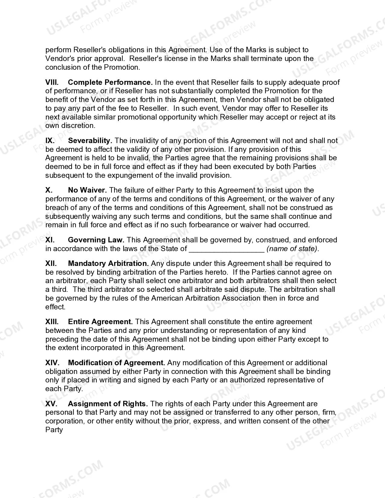 Preview Co-Operative Promotional Agreement