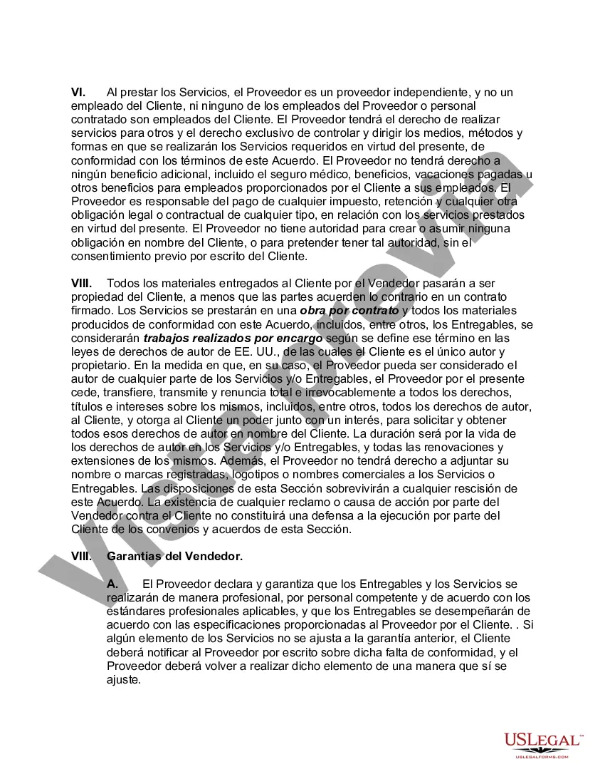 Preview Acuerdo del proveedor para realizar servicios