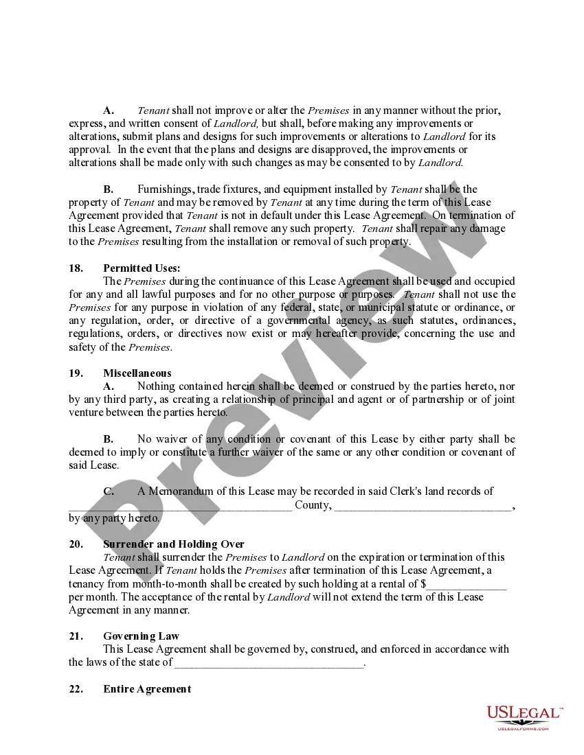 Preview Triple Net Commercial Lease Agreement