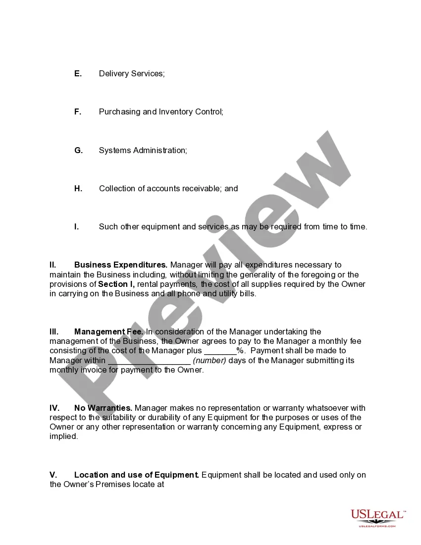 Preview Agreement to Manage Business