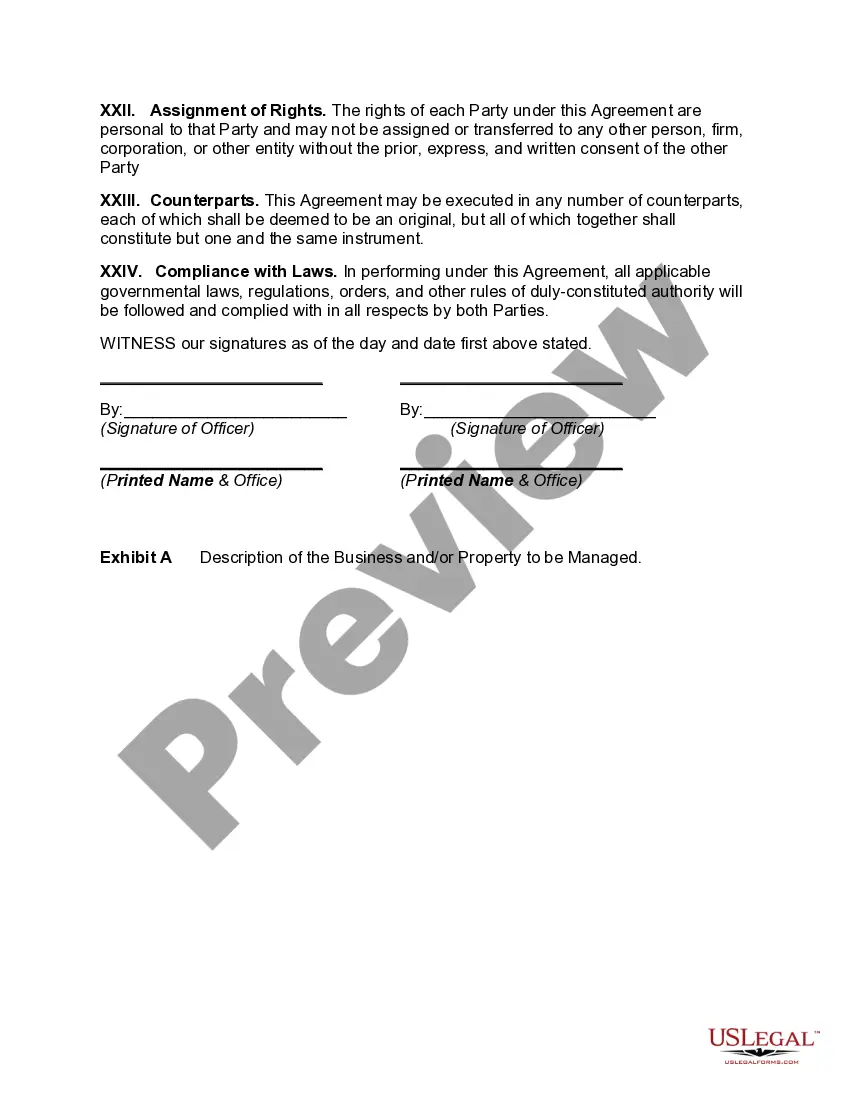 Preview Agreement to Manage Business