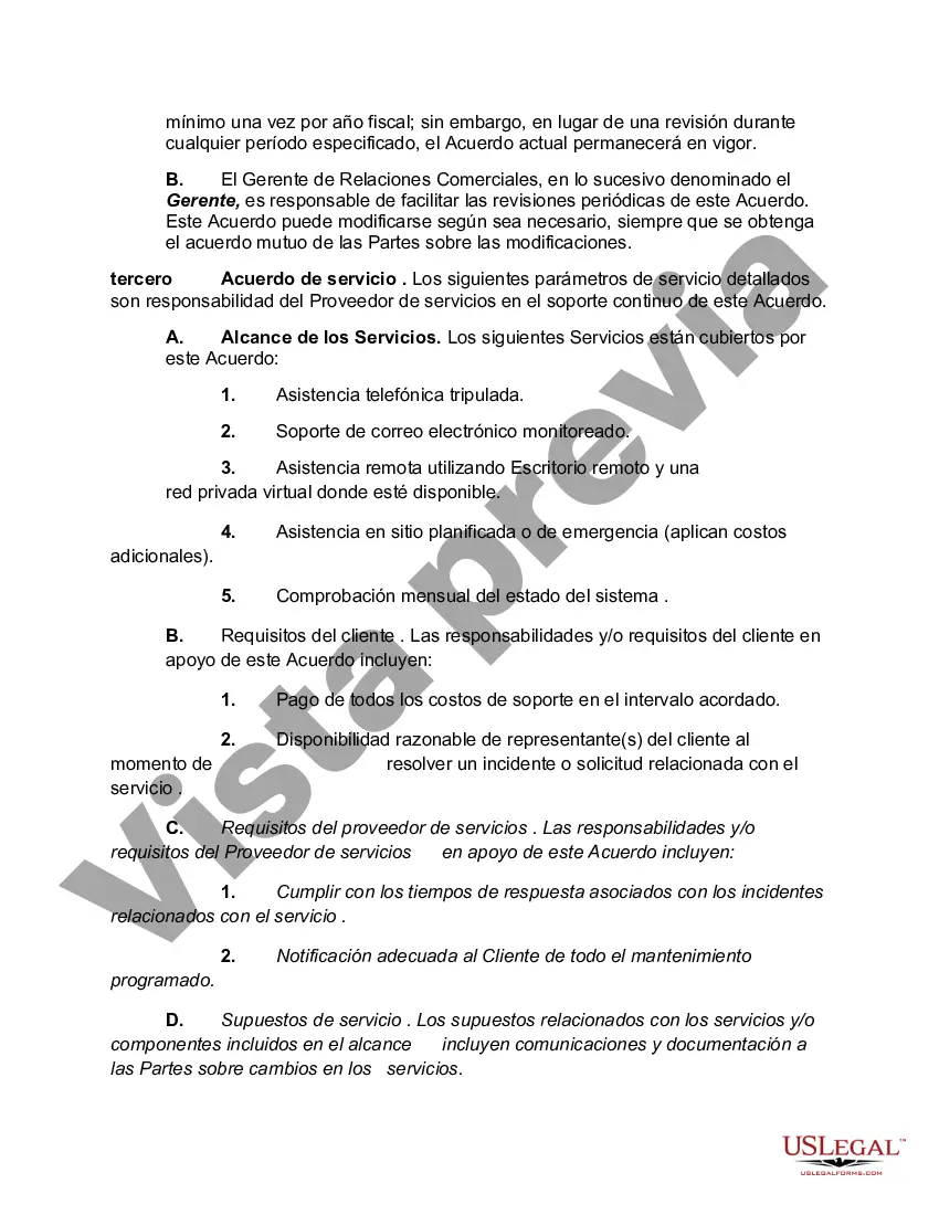 Preview Acuerdo de nivel de servicio para servicios de TI
