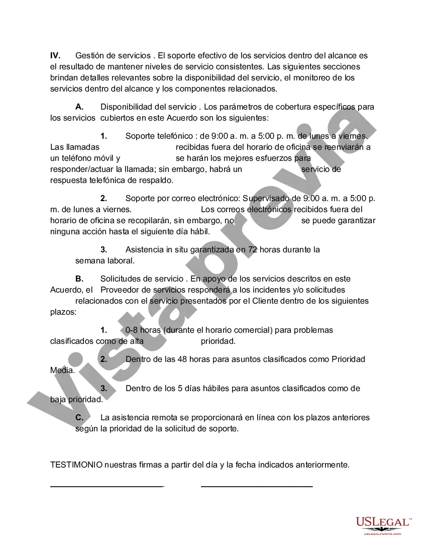 Preview Acuerdo de nivel de servicio para servicios de TI