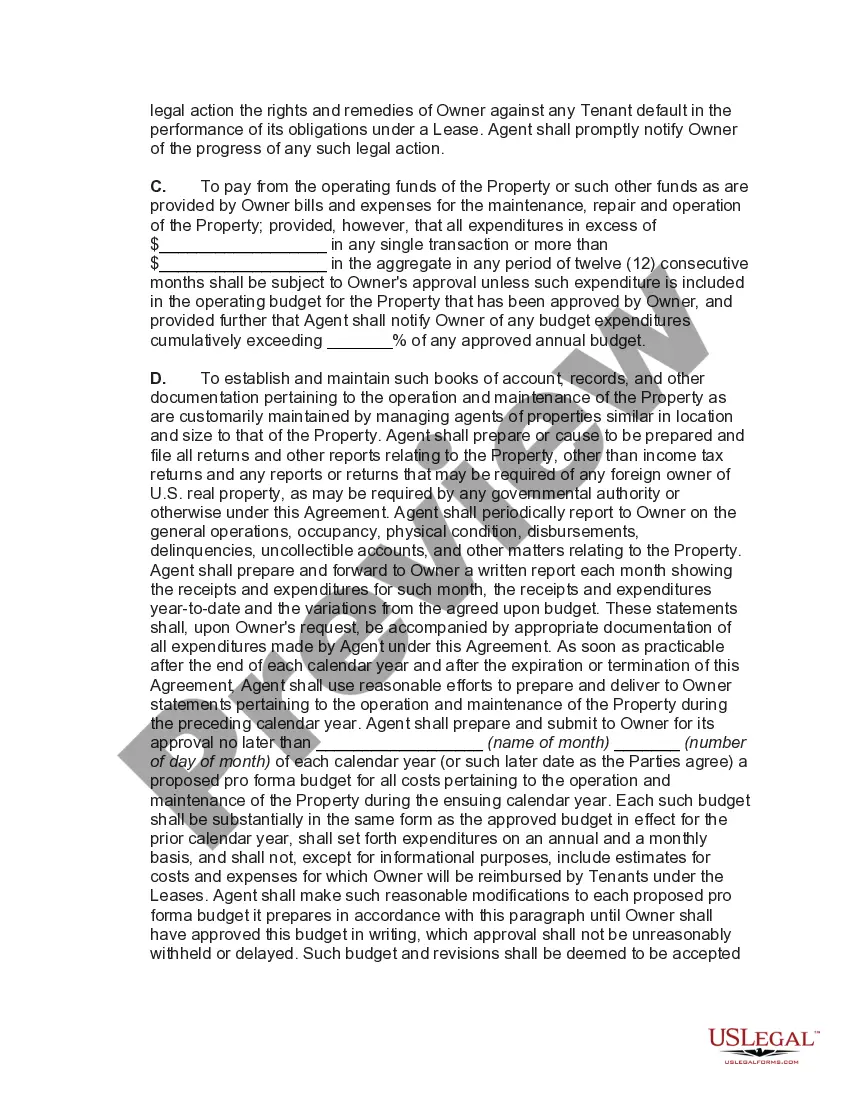 Preview Agreement to Manage and Lease Shopping Center