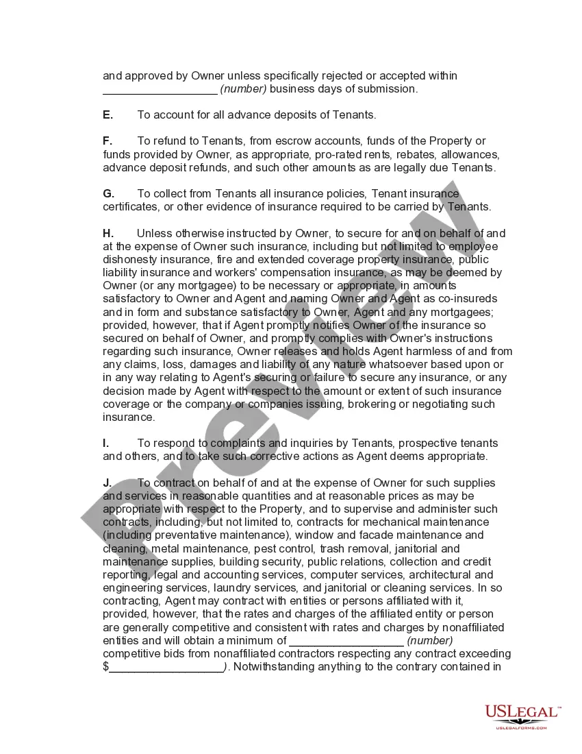 Preview Agreement to Manage and Lease Shopping Center