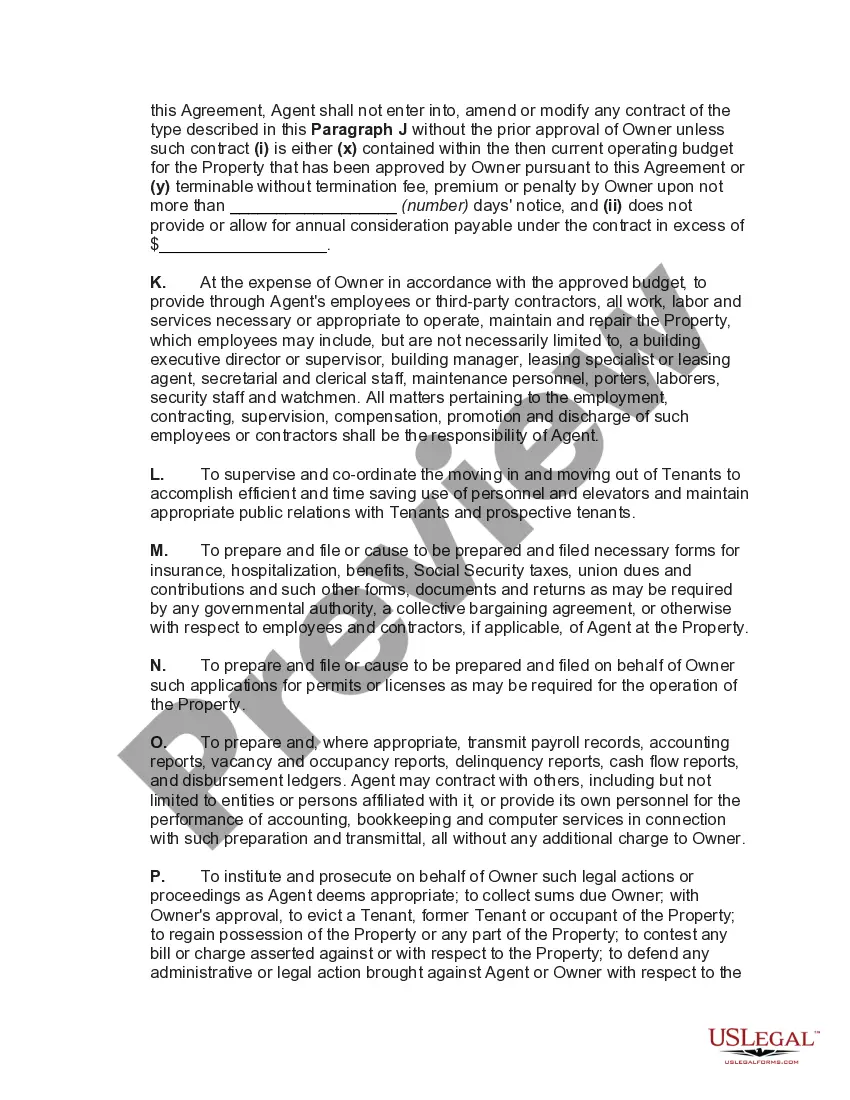 Preview Agreement to Manage and Lease Shopping Center