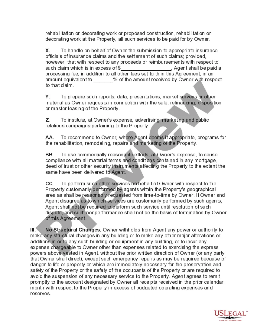 Preview Agreement to Manage and Lease Shopping Center