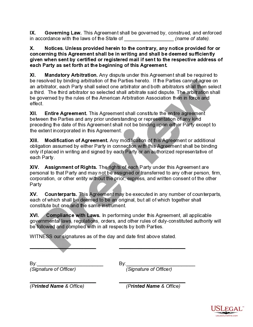 Preview Agreement to Jointly Market Product Lines