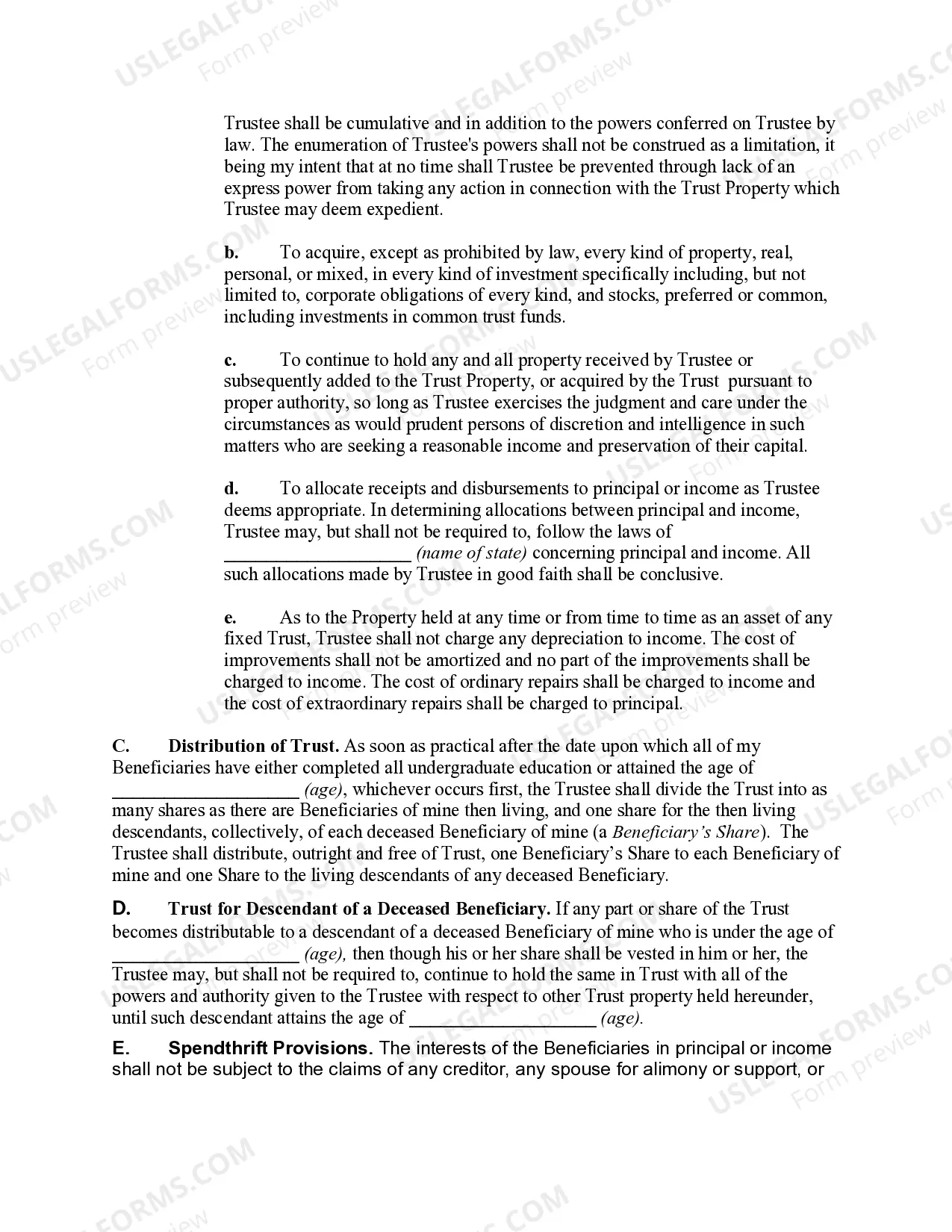 Preview Pot Testamentary Trust