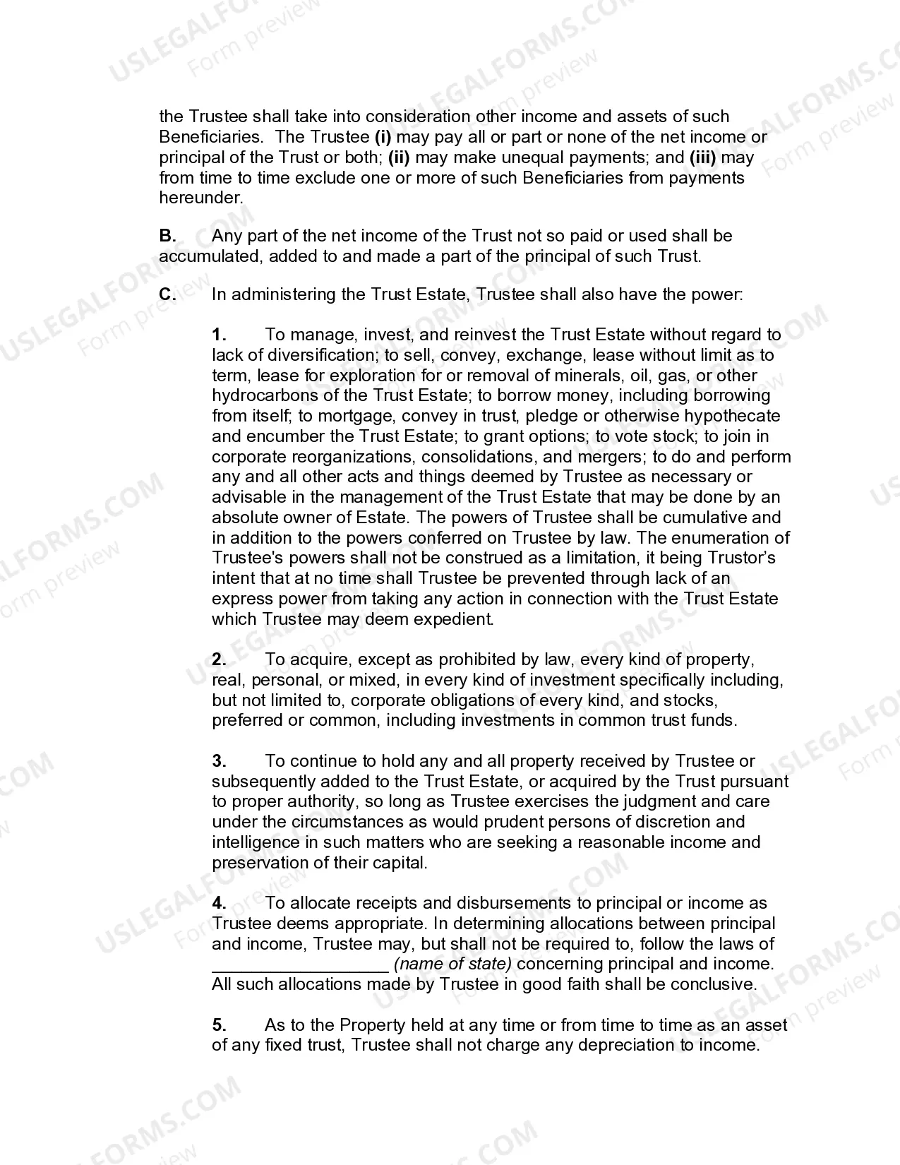 Preview Irrevocable Pot Trust Agreement