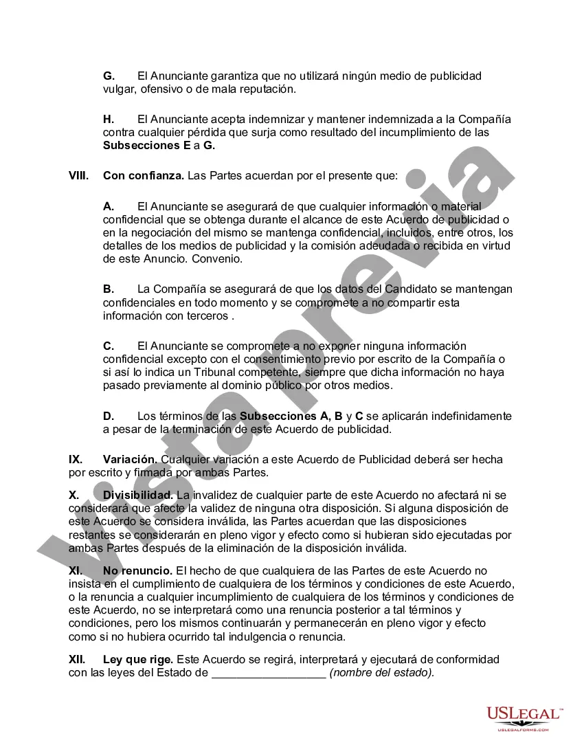 Preview Acuerdo de publicidad que incluye publicidad de pago por clic y costo por vista