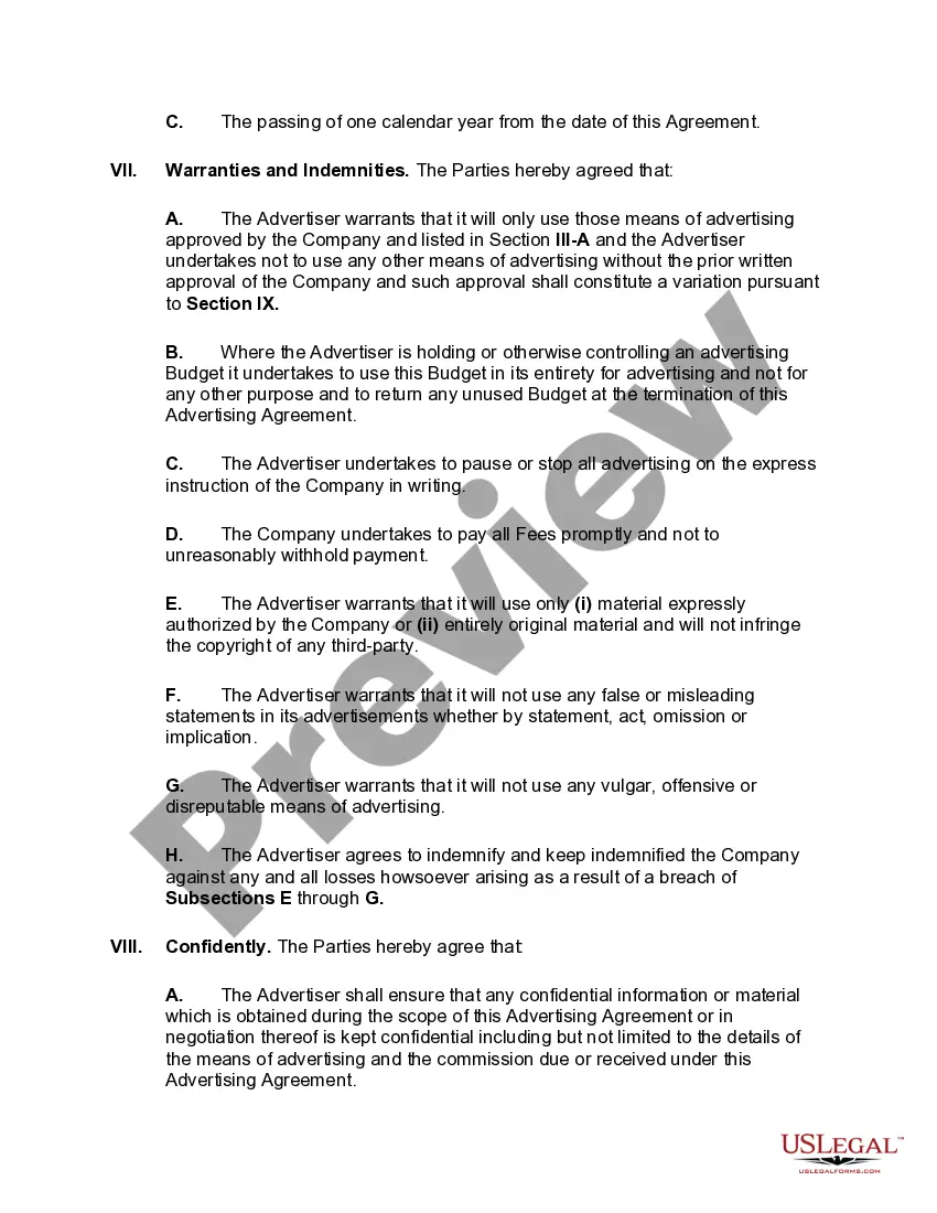 Get Advertising Agreement Including Pay Per Click and Cost Per View Advertising Preview Advertising Agreement Including Pay Per Click and Cost Per View Advertising