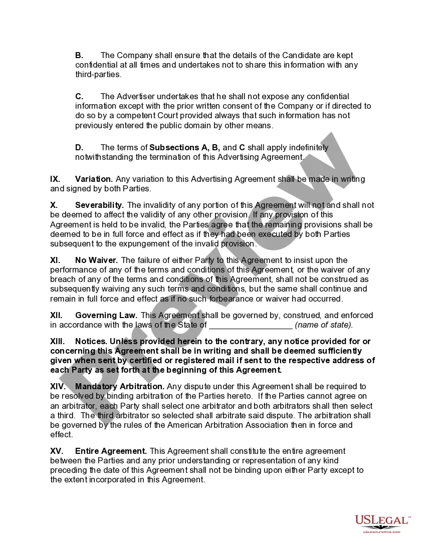 Get Advertising Agreement Including Pay Per Click and Cost Per View Advertising Preview Advertising Agreement Including Pay Per Click and Cost Per View Advertising