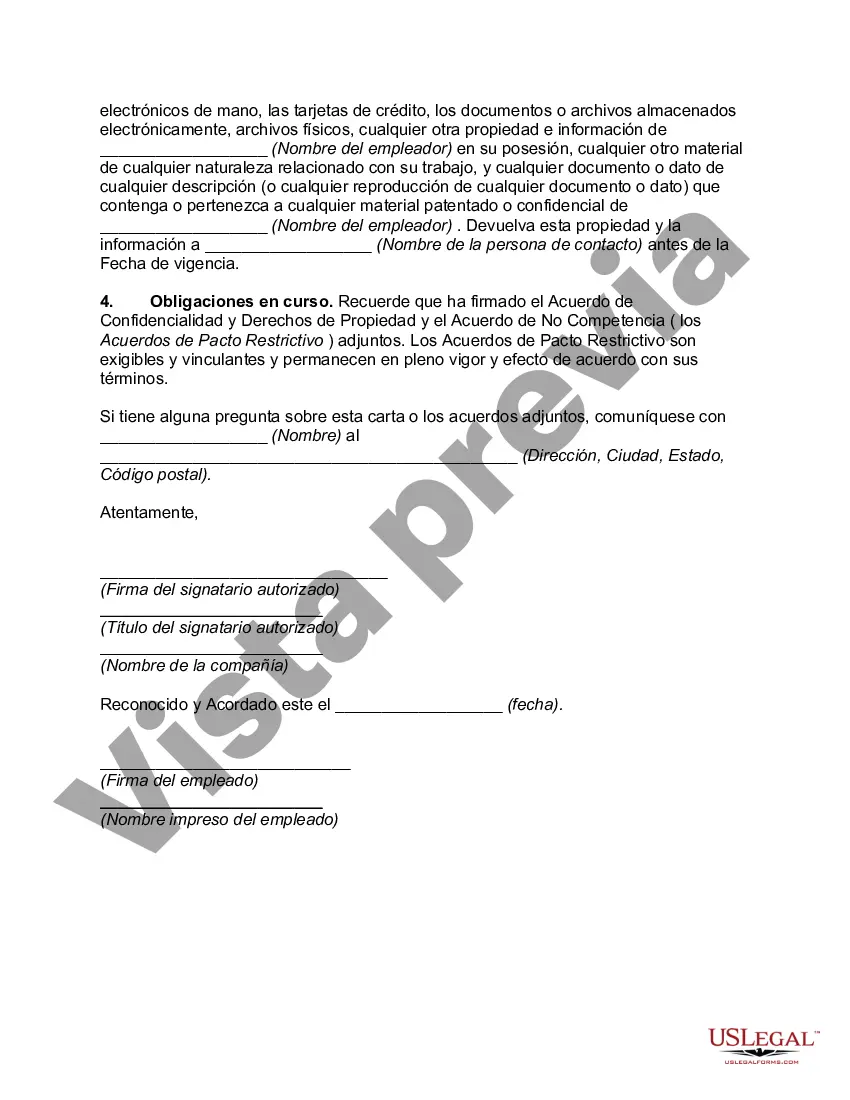 Preview Carta de Terminación al Empleado
