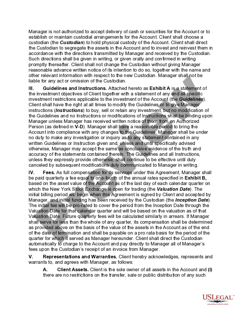 Preview Investment Management Agreement for Separate Account Clients