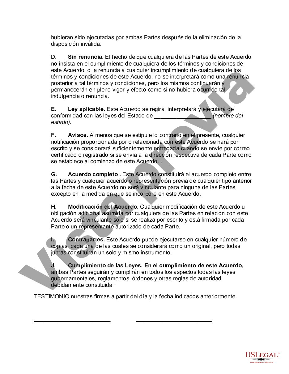 Houston Texas Acuerdo De Servicios De Proveedor Principal Us Legal Forms 1993