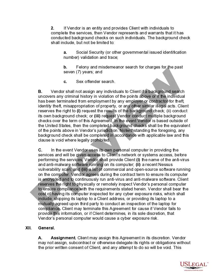 Preview Master Vendor Services Agreement