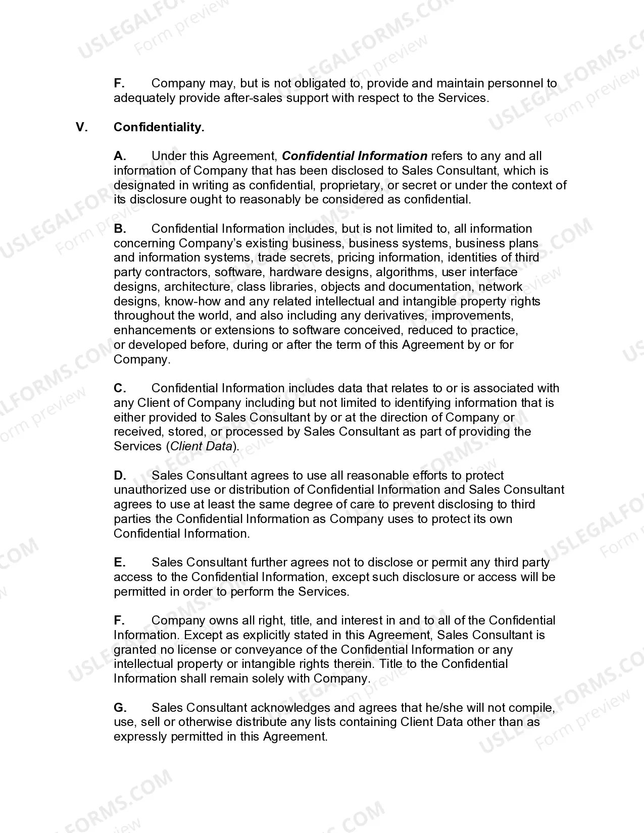 Preview Sales Consultant Agreement