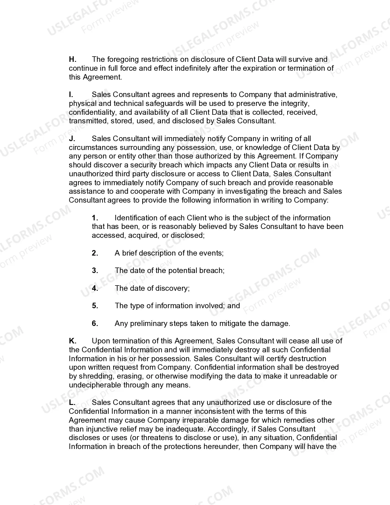 Preview Sales Consultant Agreement