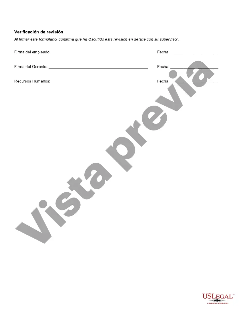 Preview Evaluación probatoria de noventa días del empleado