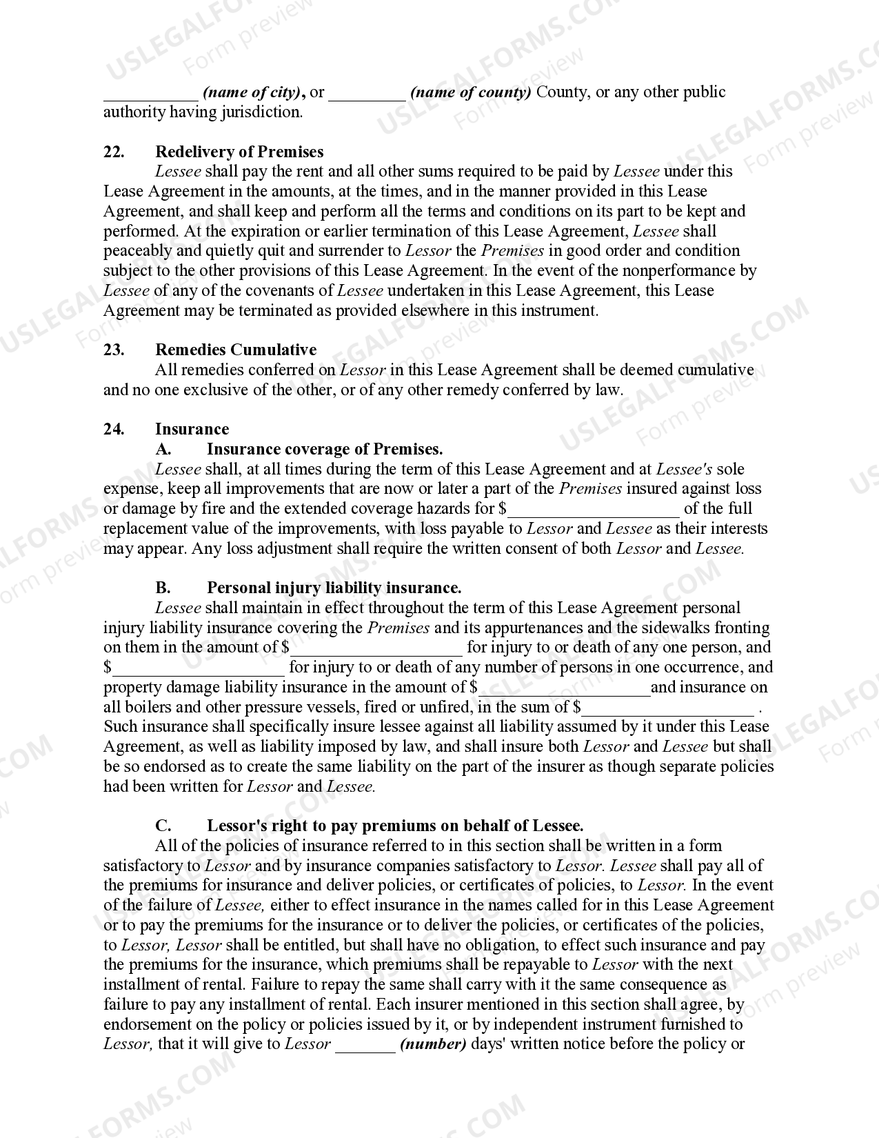 Commercial Ground Lease with Lessee to Construct Improvements