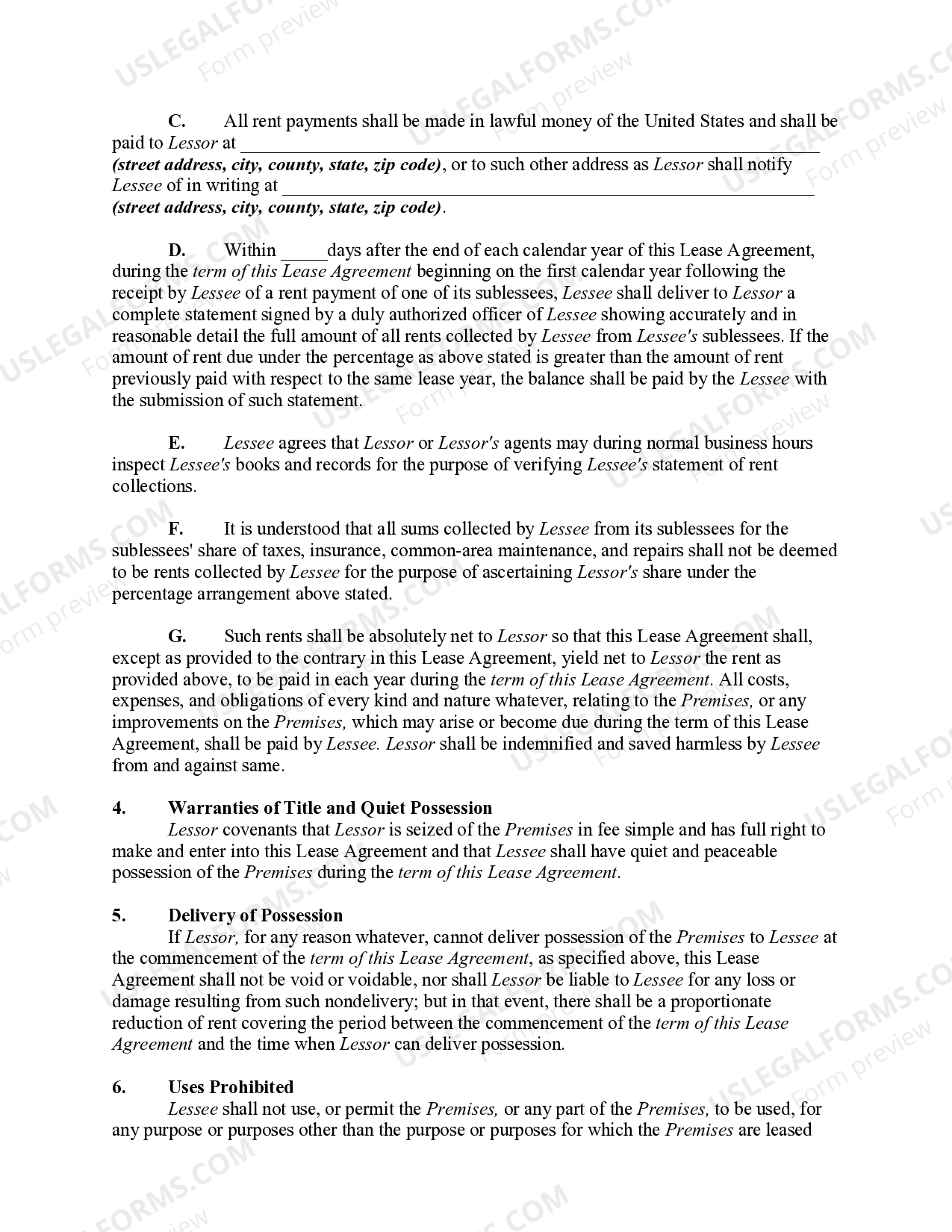 Commercial Ground Lease with Lessee to Construct Improvements