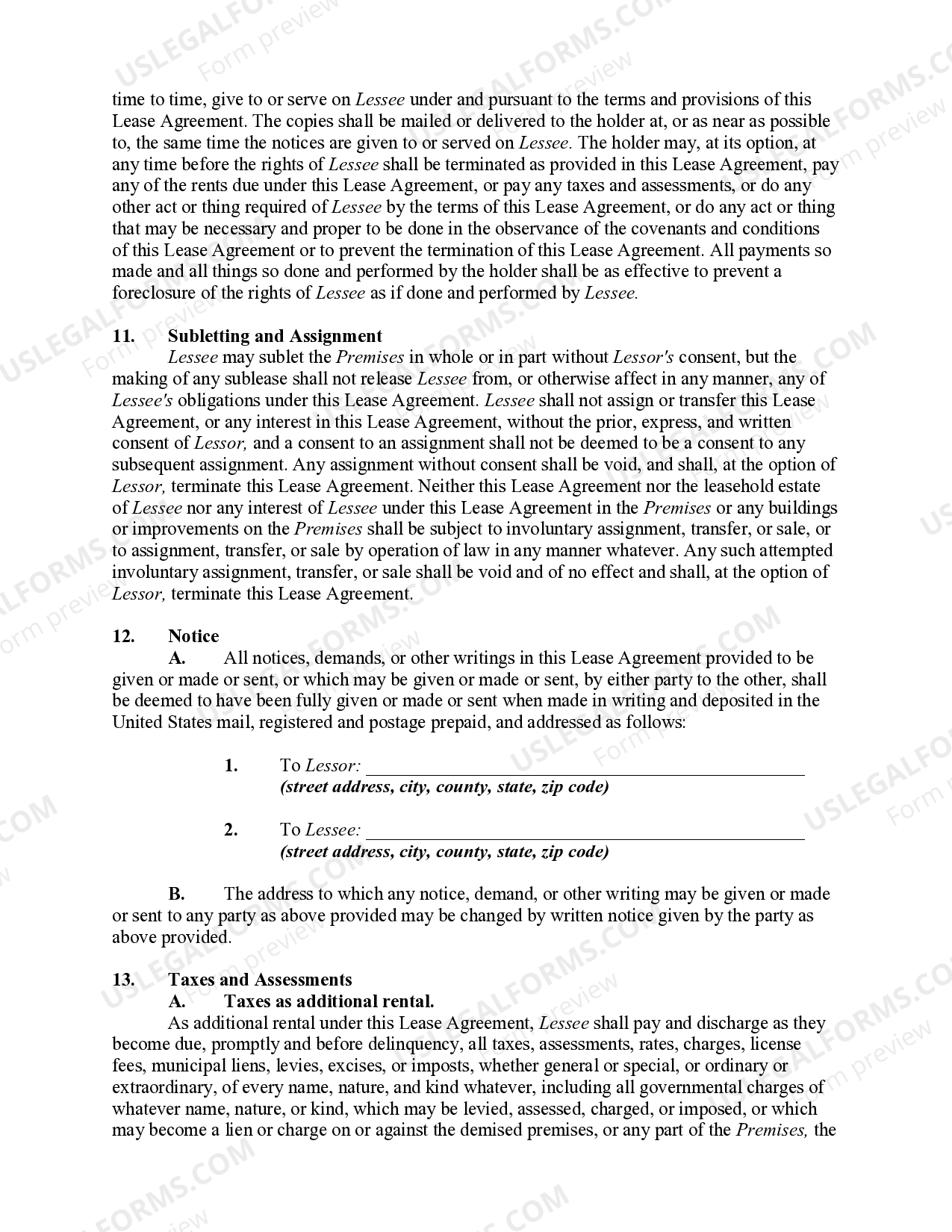 Commercial Ground Lease with Lessee to Construct Improvements